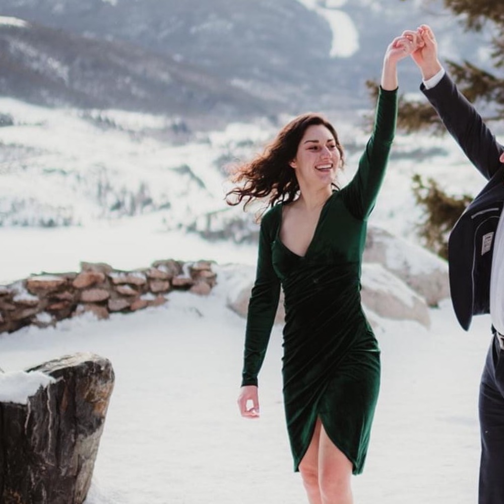 Dark green velvet MIDI dress